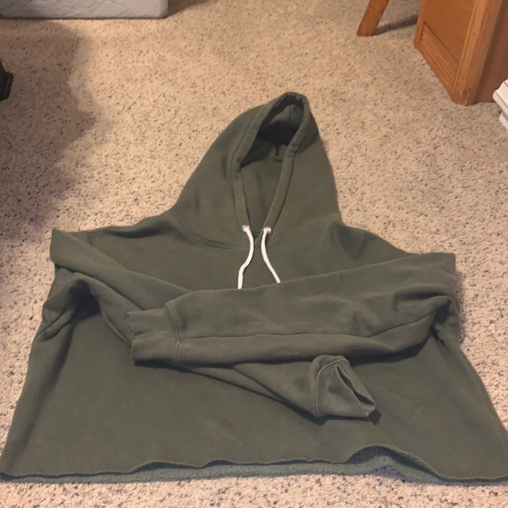 Army Green Cropped Hoodie